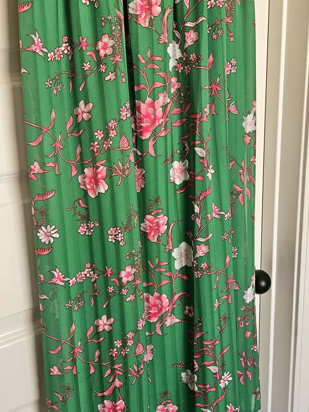 Maison Tara Green Floral Maxi Dress with Pink & White Blooms - Picture 2 of 6